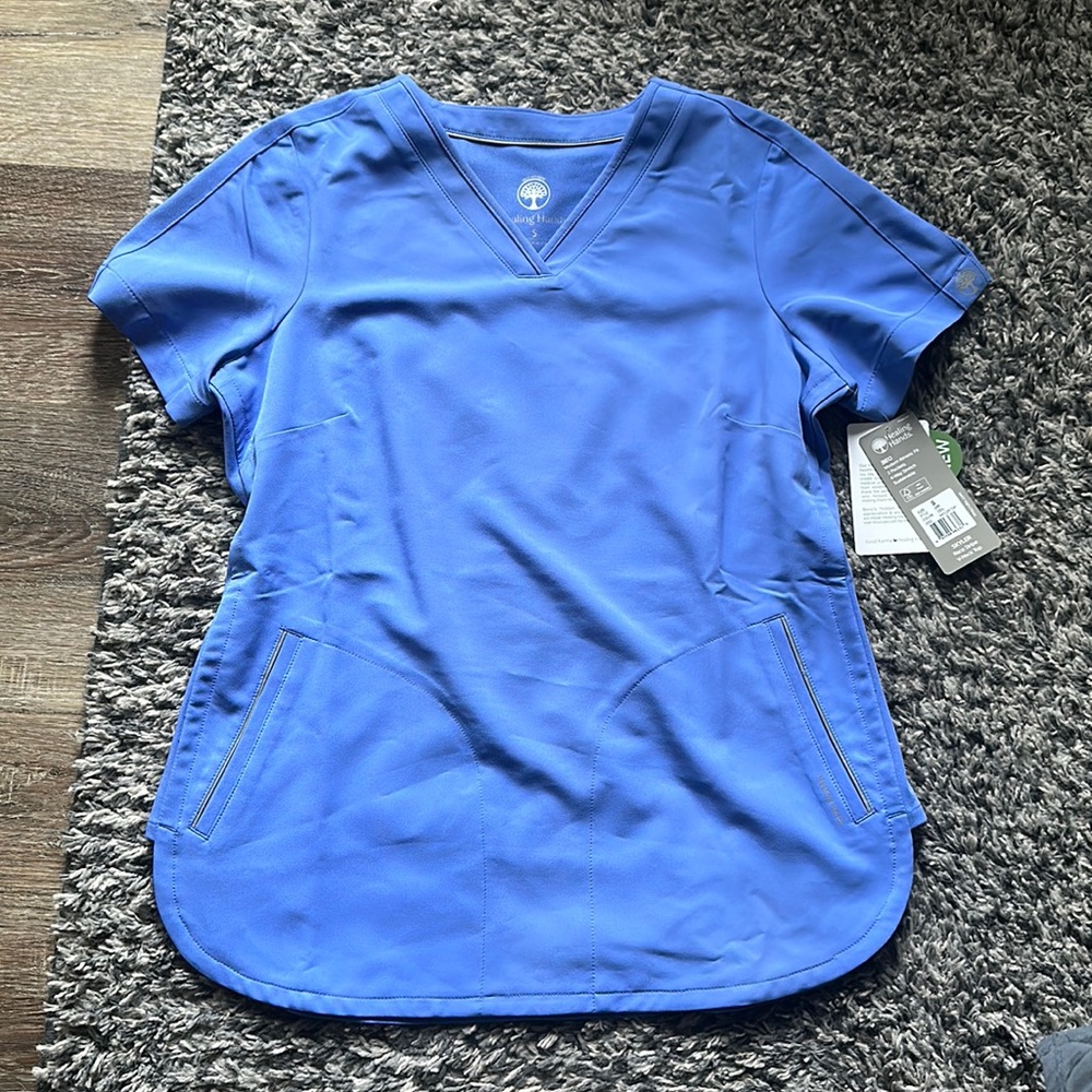 Healing Hands Skyler ceal blue scrub top